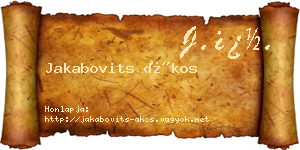 Jakabovits Ákos névjegykártya