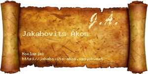 Jakabovits Ákos névjegykártya